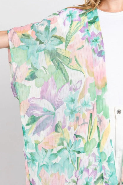 Quiro Floral Print Cover-Up – Vintage Open-Front Style for Beach Days