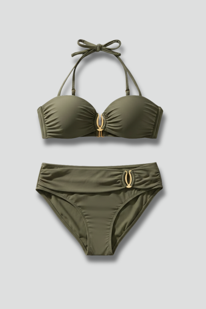 Quiro Halterneck Bikini Set with Low-Rise Bottoms – Flattering Support