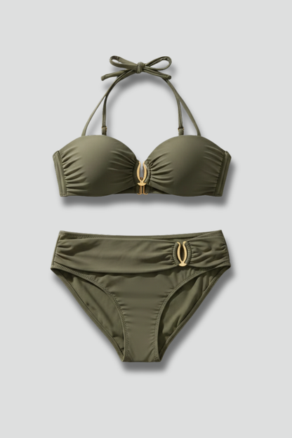 Quiro Halterneck Bikini Set with Low-Rise Bottoms – Flattering Support