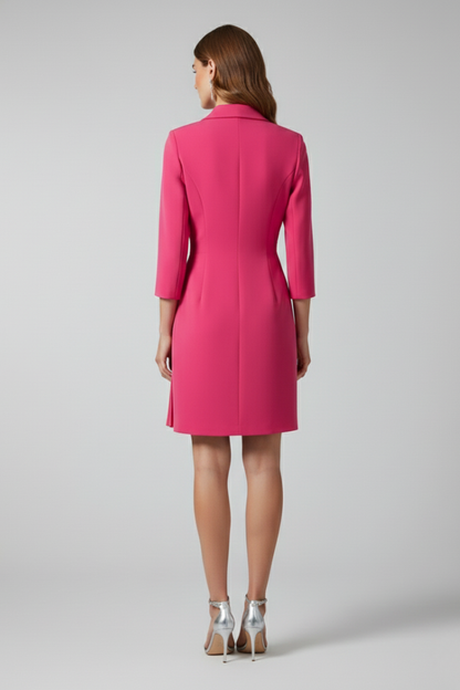 Quiro Blazer Dress with Notched Collar – Shaped Waist Straight Hem