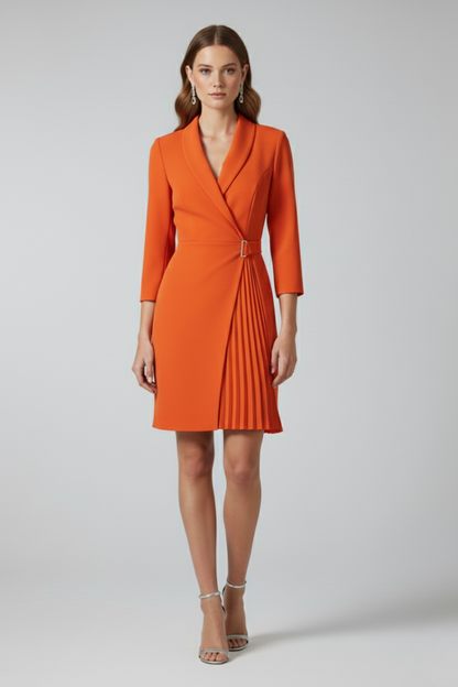 Quiro Blazer Dress with Notched Collar – Shaped Waist Straight Hem