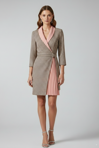 Quiro Blazer Dress with Notched Collar – Shaped Waist Straight Hem