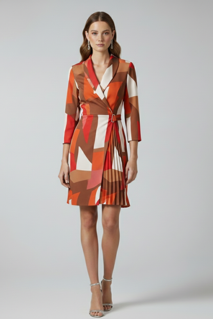 Quiro Blazer Dress with Notched Collar – Shaped Waist Straight Hem