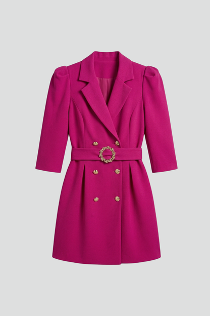 Quiro Notched-Lapel Blazer Dress – Fitted Button Front for Work & Events