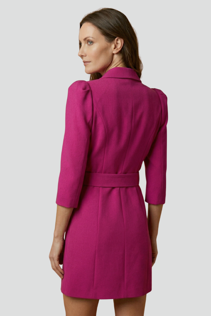 Quiro Notched-Lapel Blazer Dress – Fitted Button Front for Work & Events