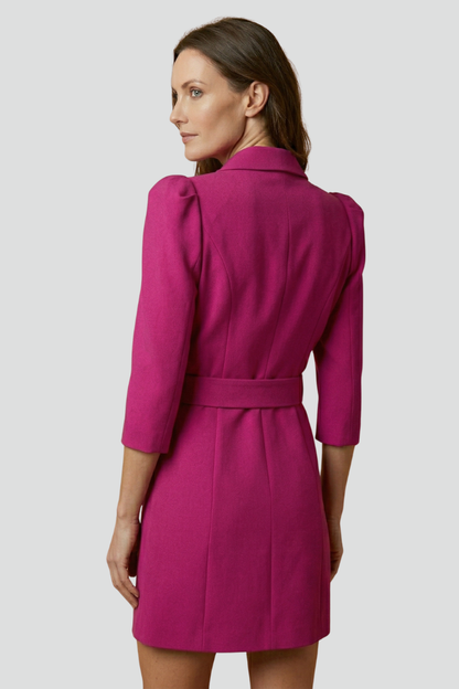 Quiro Notched-Lapel Blazer Dress – Fitted Button Front for Work & Events