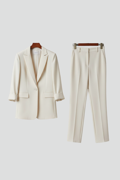 Quiro Tailored Blazer & Trouser Set – Straight-Leg Two-Piece Suit