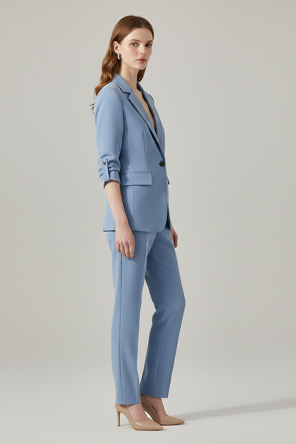 Quiro Blazer & Trouser Set – Notched Lapel, Straight-Leg Fit for Work