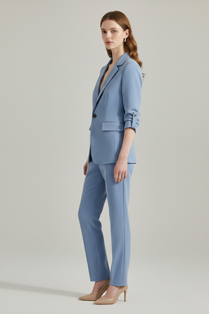 Quiro Blazer & Trouser Set – Notched Lapel, Straight-Leg Fit for Work