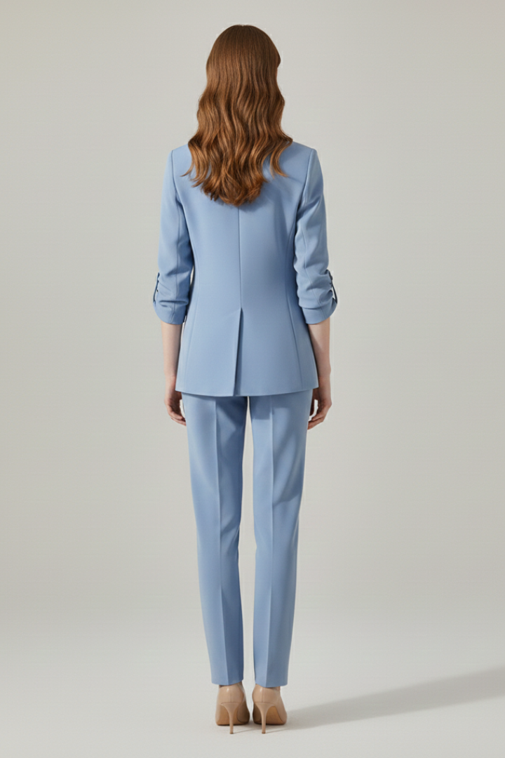 Quiro Blazer & Trouser Set – Notched Lapel, Straight-Leg Fit for Work