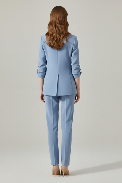 Quiro Blazer & Trouser Set – Notched Lapel, Straight-Leg Fit for Work
