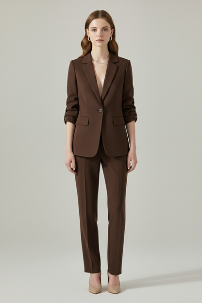 Quiro Blazer & Trouser Set – Notched Lapel, Straight-Leg Fit for Work