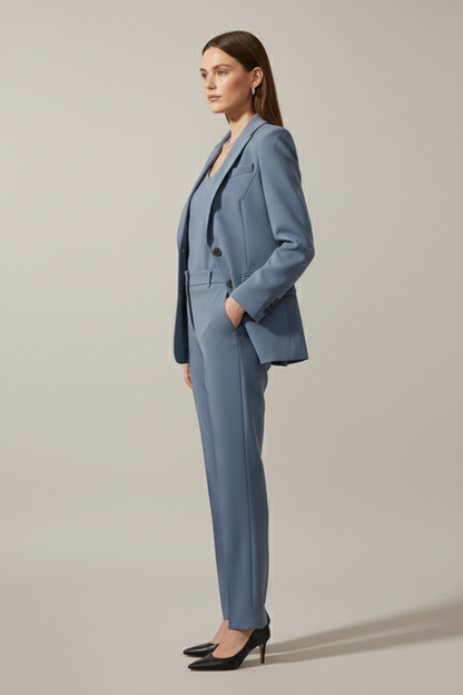 Quiro Blazer & Trouser Set with Notched Lapel – Straight-Leg Two-Piece Suit