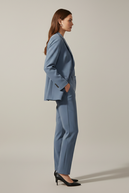 Quiro Blazer & Trouser Set with Notched Lapel – Straight-Leg Two-Piece Suit