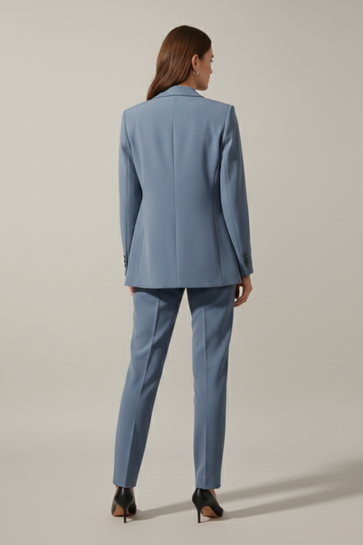 Quiro Blazer & Trouser Set with Notched Lapel – Straight-Leg Two-Piece Suit
