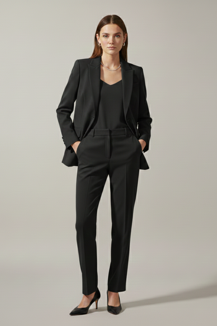 Quiro Blazer & Trouser Set with Notched Lapel – Straight-Leg Two-Piece Suit