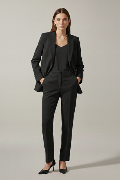 Quiro Blazer & Trouser Set with Notched Lapel – Straight-Leg Two-Piece Suit