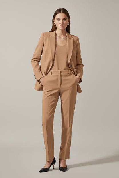 Quiro Blazer & Trouser Set with Notched Lapel – Straight-Leg Two-Piece Suit