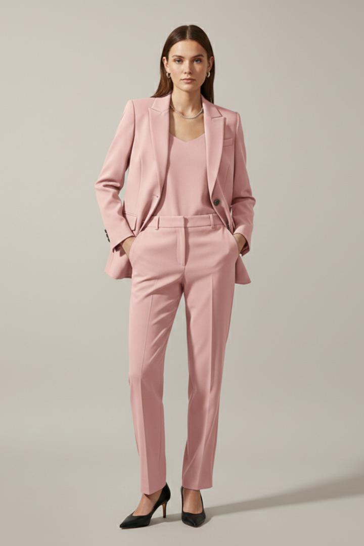 Quiro Blazer & Trouser Set with Notched Lapel – Straight-Leg Two-Piece Suit