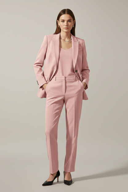 Quiro Blazer & Trouser Set with Notched Lapel – Straight-Leg Two-Piece Suit