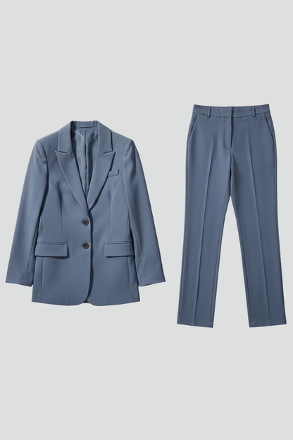 Quiro Blazer & Trouser Set with Notched Lapel – Straight-Leg Two-Piece Suit