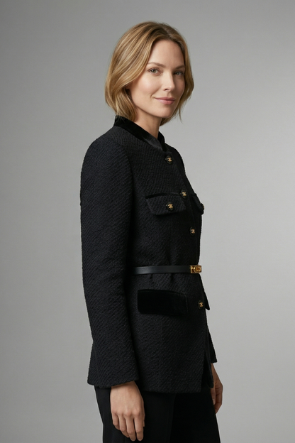 Quiro Belted-Waist Blazer – Flattering Button-Front Fit for Work