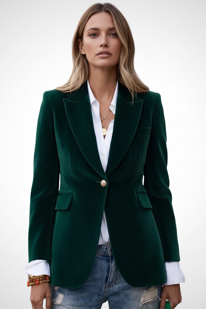 Quiro Hip-Length Lapel Blazer with Single-Button Closure – Office to Evening