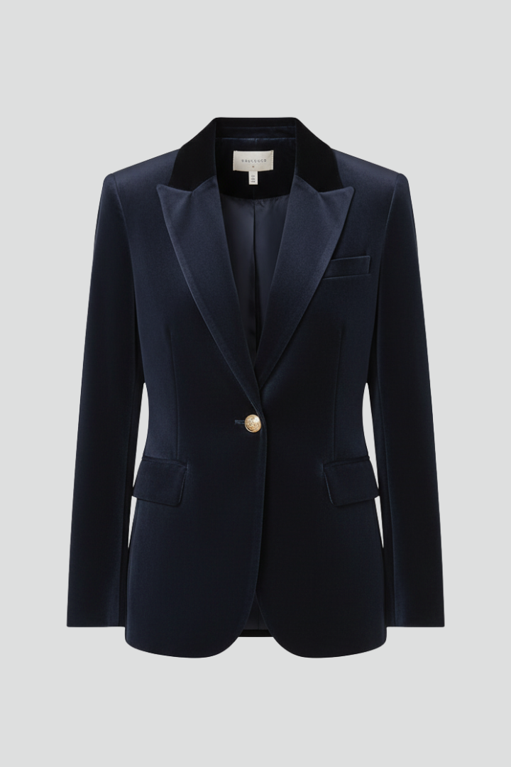 Quiro Hip-Length Lapel Blazer with Single-Button Closure – Office to Evening