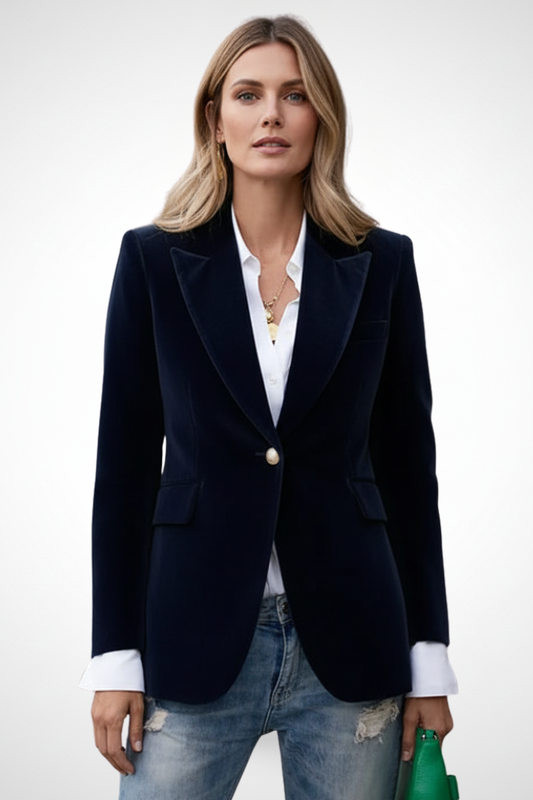 Elegant Women's Lapel Blazer with a Sleek Single-Button Closure