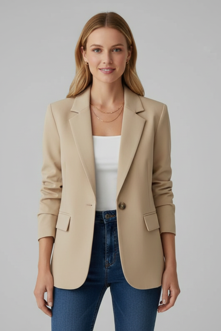 Quiro Tailored Blazer with Notched Lapel & Single Button – Work-Ready Classic