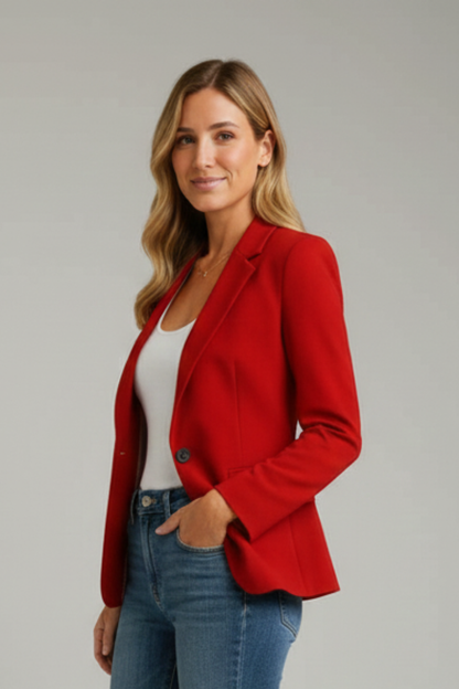 Quiro Tailored Blazer with Notched Lapel & Single Button – Work-Ready Classic