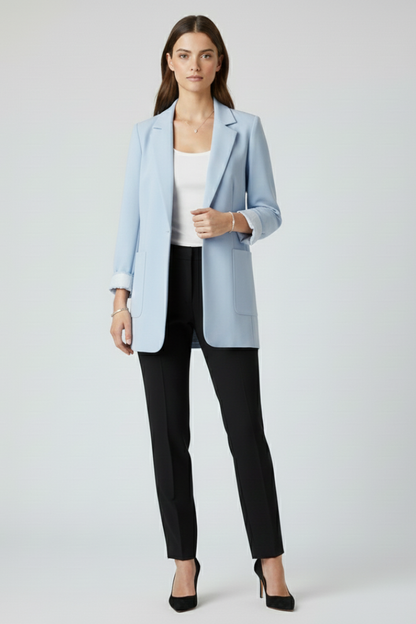 Quiro Open-Front Structured-Lapel Blazer – Slim Fit, Work & Weekend