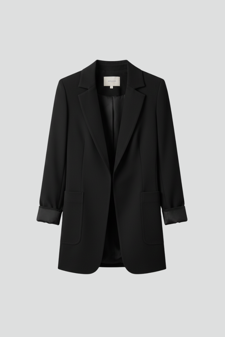 Quiro Open-Front Structured-Lapel Blazer – Slim Fit, Work & Weekend