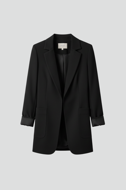 Quiro Open-Front Structured-Lapel Blazer – Slim Fit, Work & Weekend