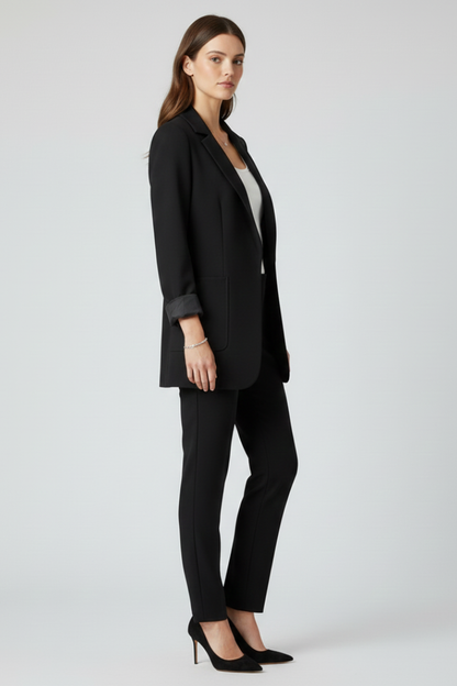 Quiro Open-Front Structured-Lapel Blazer – Slim Fit, Work & Weekend