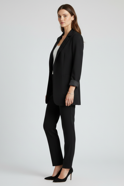 Quiro Open-Front Structured-Lapel Blazer – Slim Fit, Work & Weekend