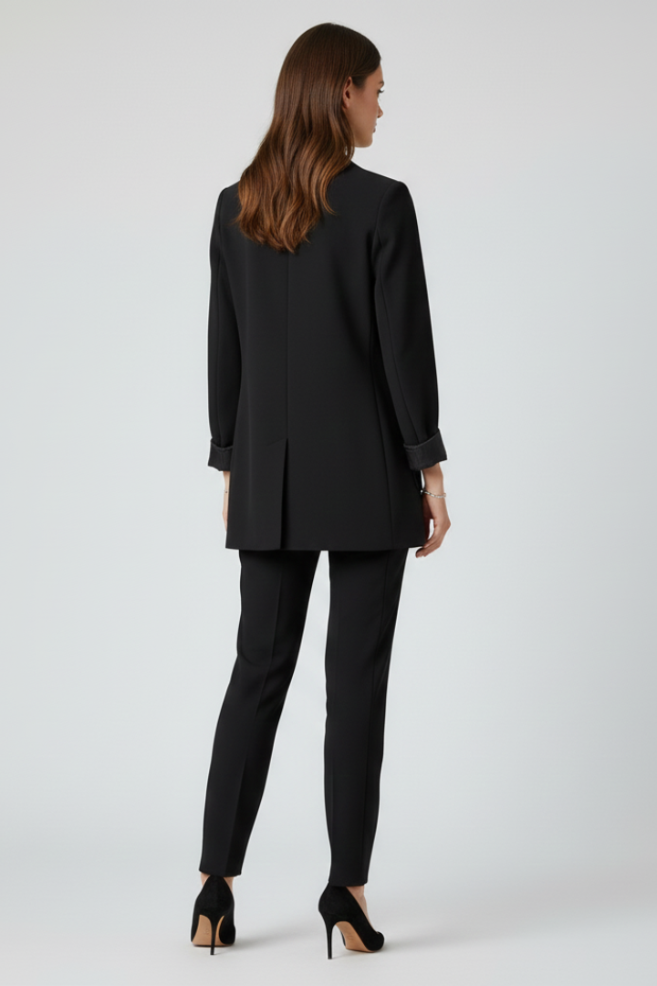 Quiro Open-Front Structured-Lapel Blazer – Slim Fit, Work & Weekend