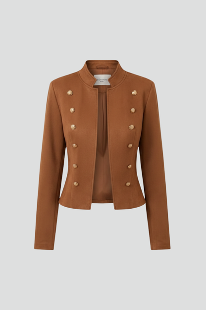Quiro Stand-Collar Blazer – Structured Button Detailing for Work & Casual