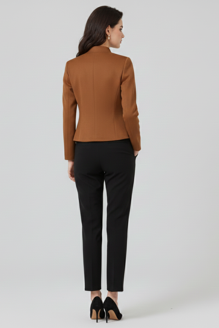 Quiro Stand-Collar Blazer – Structured Button Detailing for Work & Casual