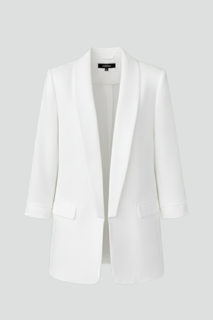 Quiro Wrap-Collar Fitted Blazer – Tailored Long Sleeves for Work & Events