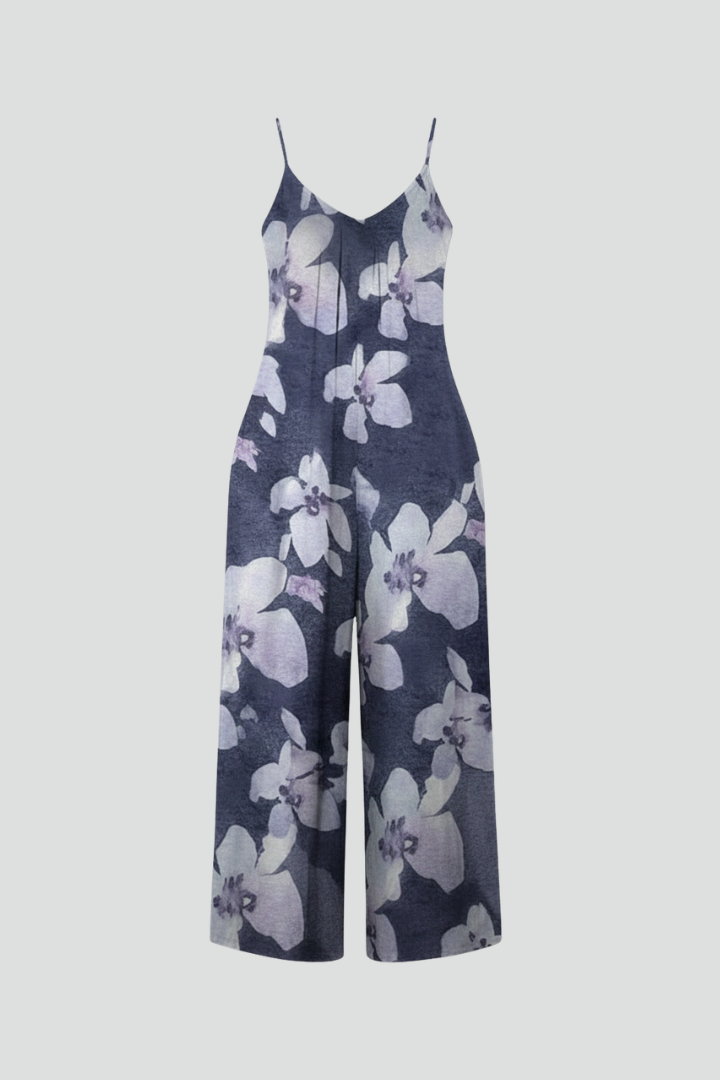 Quiro Printed Wide-Leg Jumpsuit – Adjustable Straps & All-Day Comfort