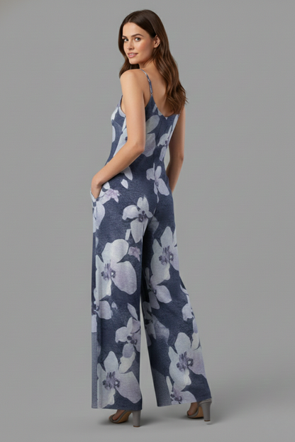 Quiro Printed Wide-Leg Jumpsuit – Adjustable Straps & All-Day Comfort