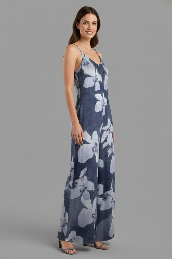 Quiro Printed Wide-Leg Jumpsuit – Adjustable Straps & All-Day Comfort