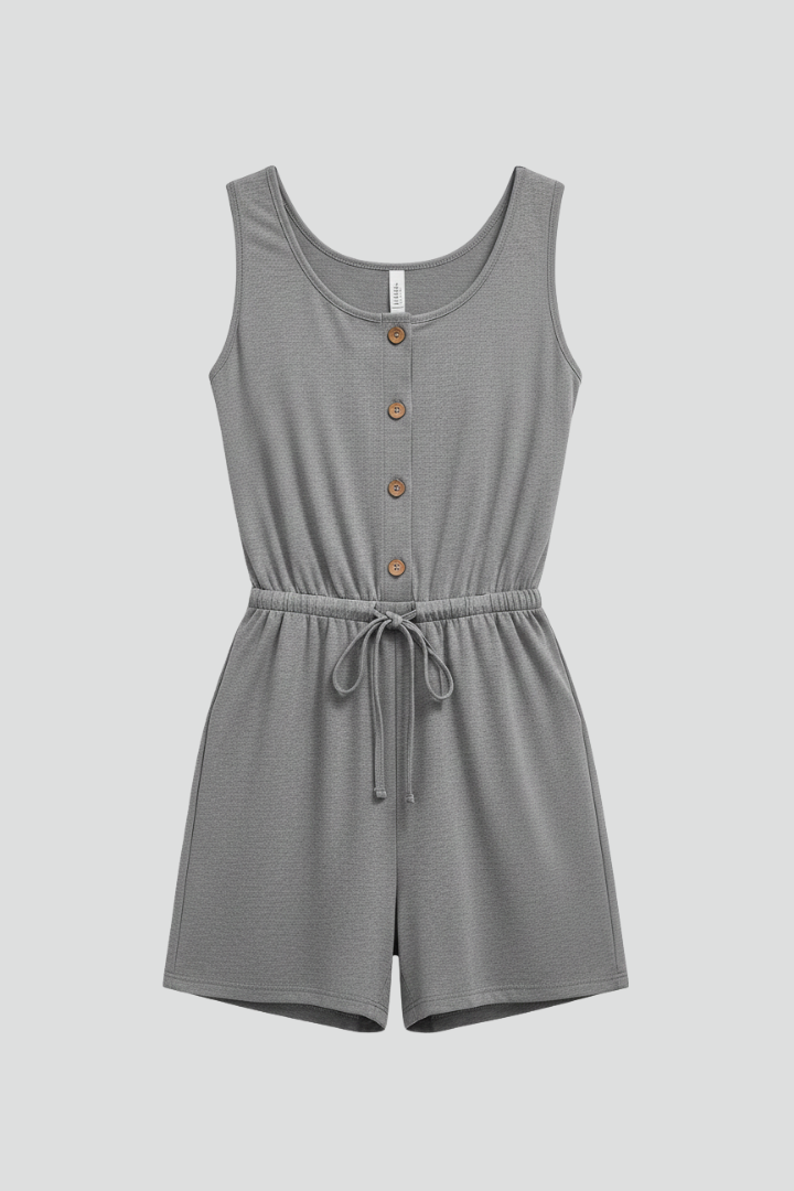 Quiro Drawstring-Waist Jumpsuit with Button Front – Easy Everyday Style