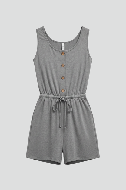 Quiro Drawstring-Waist Jumpsuit with Button Front – Easy Everyday Style