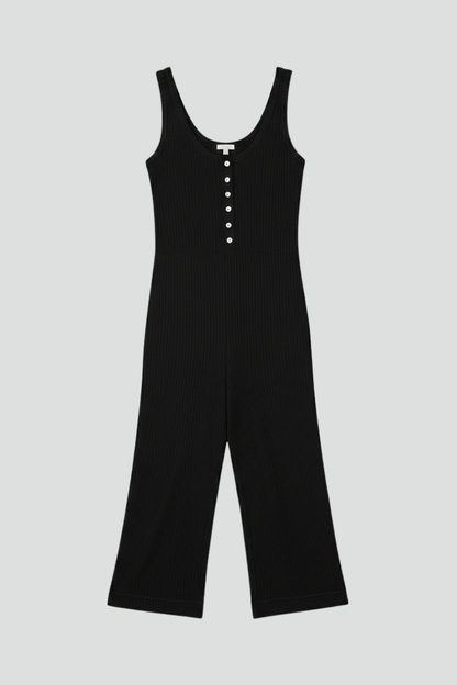 Quiro Button-Front Jumpsuit with Pockets – Sleek V-Neck Everyday Style