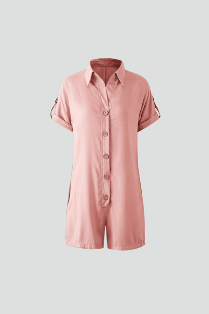 Chic Women's Collared Jumpsuit with Button-Front Closure