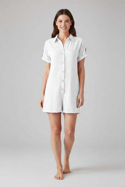 Chic Women's Collared Jumpsuit with Button-Front Closure