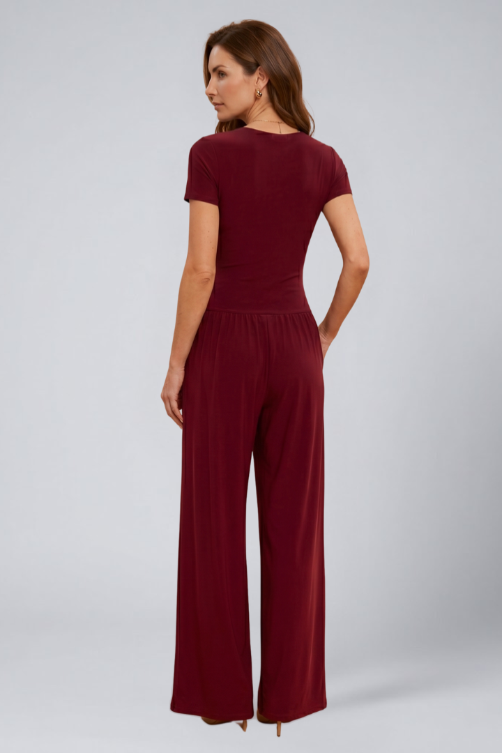 Quiro Wrap-Top Lounge Set – Wide-Leg Pants for All-Day Comfort