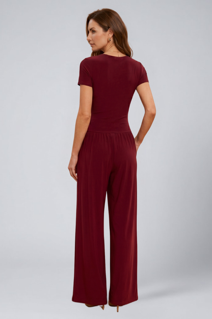 Quiro Wrap-Top Lounge Set – Wide-Leg Pants for All-Day Comfort